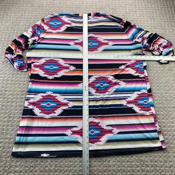MISSLOOK Long Shirt Women Size 3XL Multicolored Colorful Tunic T-Shirt - Picture 6 of 8